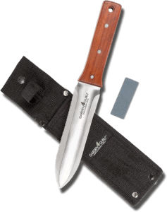 Garden Guru Hori Hori Knife with a black knife case.