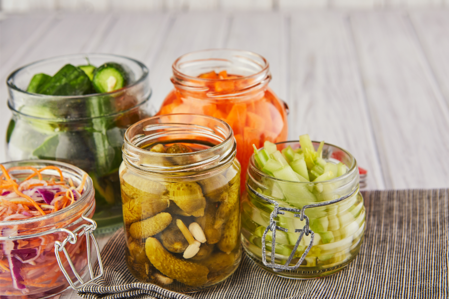 A few jars of pickling vegetables.