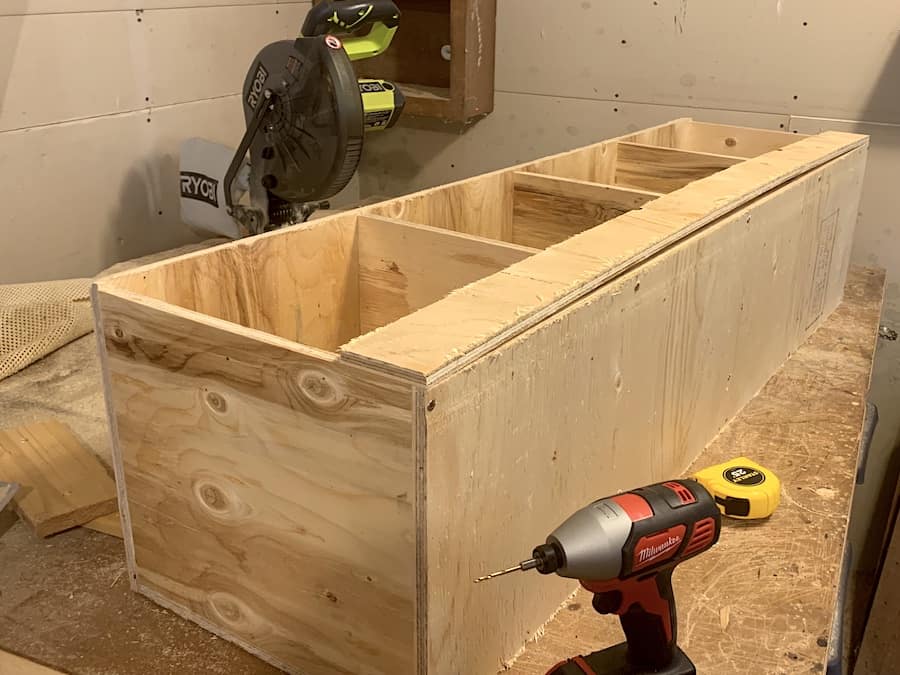 The nesting boxes showing the rough edges before we sanded it down. 