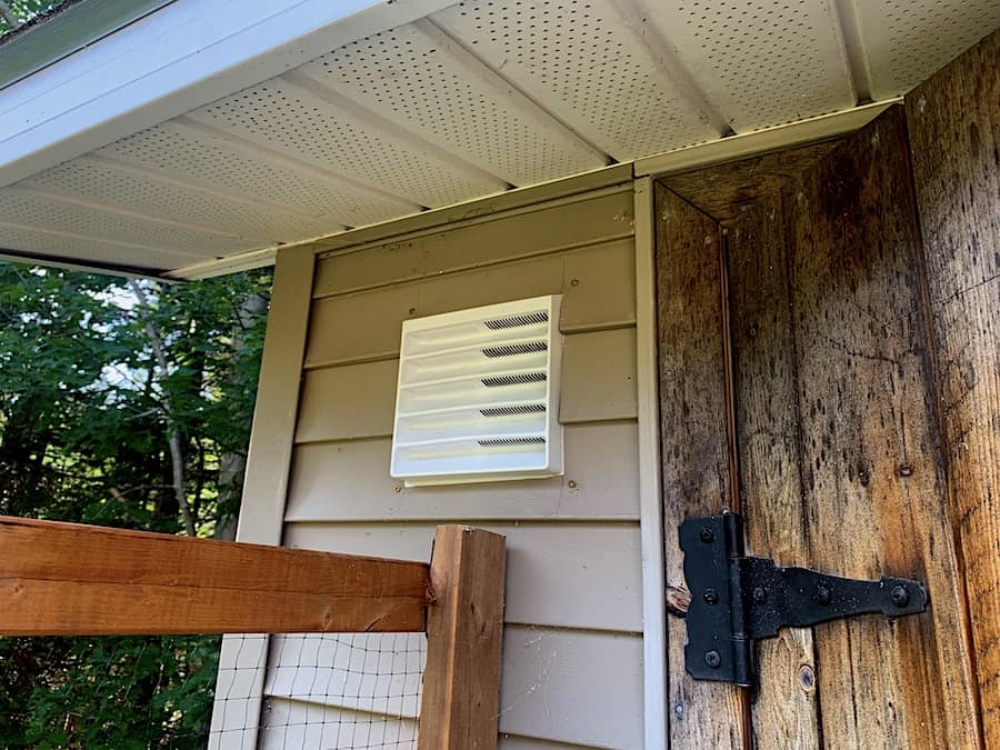 Gable vents installed into our chicken coop. 